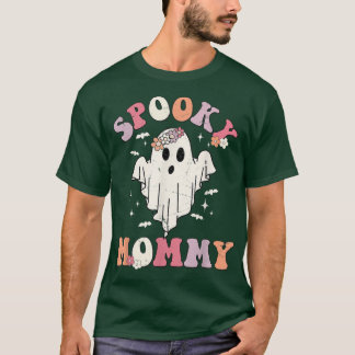 Spooky Mummy Matching Shirt Groovy Vintage Floral 