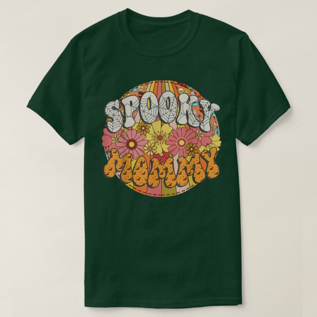 Spooky Mummy Retro Matching Family Groovy Hallowee T-Shirt (Design Front)
