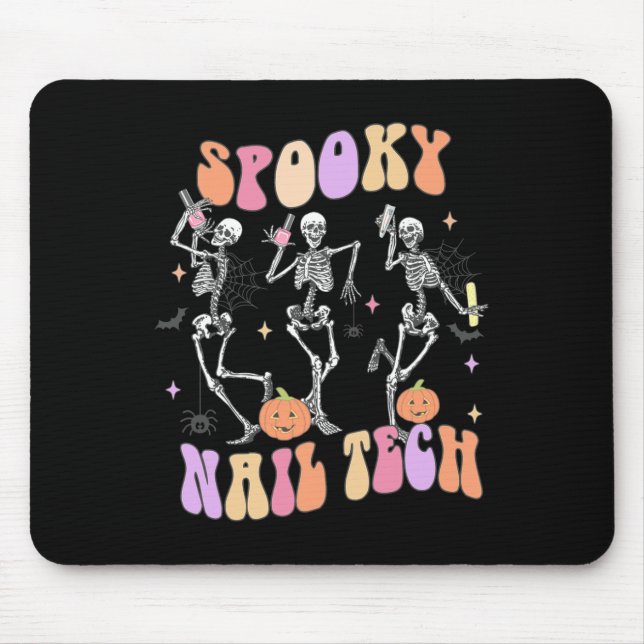 Spooky Nail Tech Funny Skeleton Nail Tech Hallowee Mouse Pad (Front)