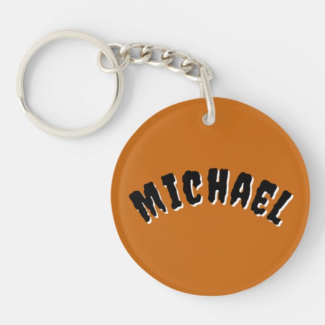 Spooky Name Keychain (Dark Orange & Black) (Front)