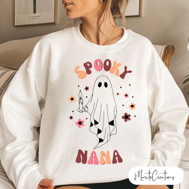 Spooky Nana,Halloween Nana,Funny Nana,Groovy Retro Sweatshirt (Creator Uploaded)