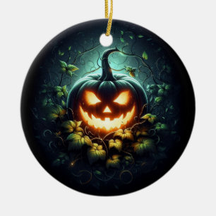 Spooky nature glowing Halloween pumpkin Ceramic Tree Decoration