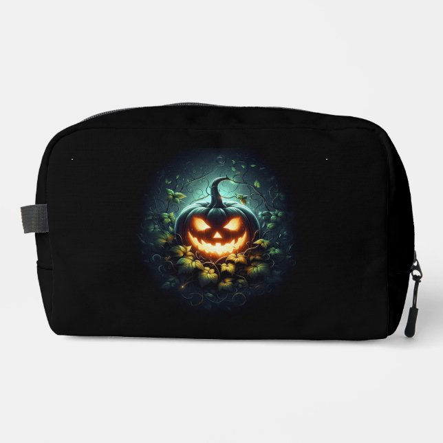 Spooky nature glowing Halloween pumpkin Dopp Kit (Front)