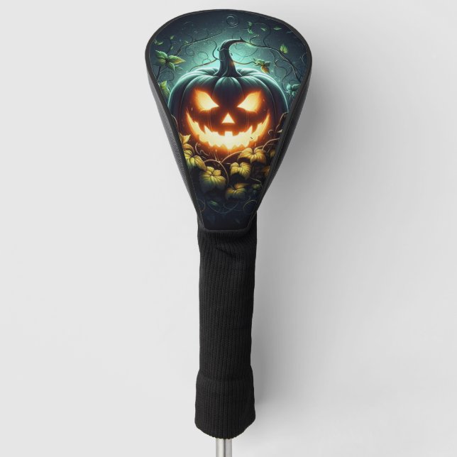 Spooky nature glowing Halloween pumpkin Golf Head Cover (Front)