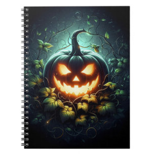 Spooky nature glowing Halloween pumpkin Notebook
