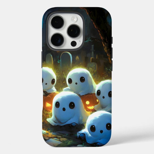 Spooky Night Cemetery Cute Halloween Ghost Case-Mate iPhone Case (Back)