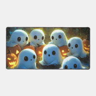 Spooky Night Cemetery Cute Halloween Ghost Desk Mat