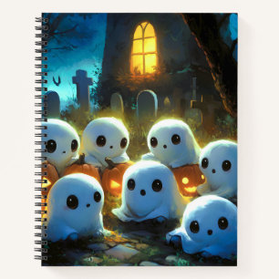 Spooky Night Cemetery Cute Halloween Ghost Notebook
