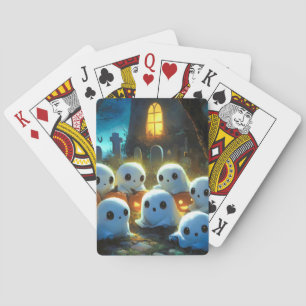 Spooky Night Cemetery Cute Halloween Ghost Playing Cards