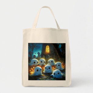 Spooky Night Cemetery Cute Halloween Ghost Tote Bag
