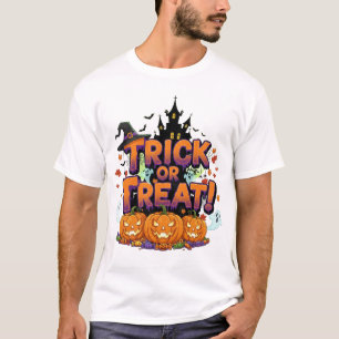 Spooky Night Full Moon Castle with Witches Hat T-Shirt