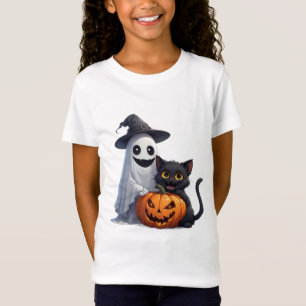 Spooky Night Ghost Cat And Pumpkin Celebration 🎃 T-Shirt
