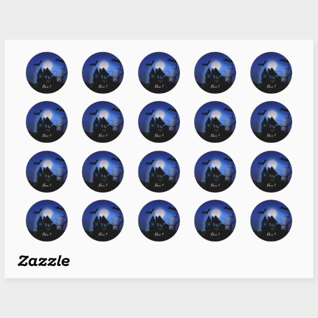 Spooky Night, Halloween...Boo! Classic Round Sticker (Sheet)