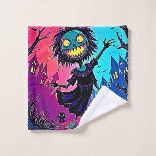 Spooky Night Halloween Creature Design Bath Towel Set
