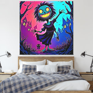 Spooky Night Halloween Creature Design Canvas Print