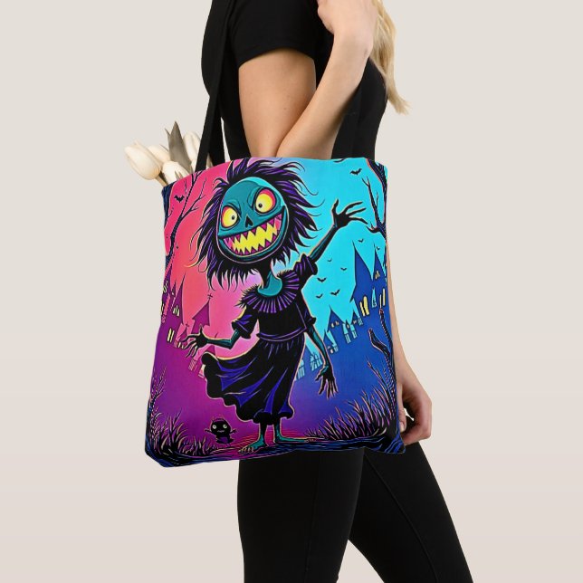 Spooky Night Halloween Creature Design Tote Bag (Close Up)