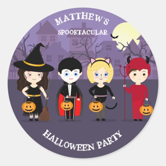 Spooky Night Halloween Party Classic Round Sticker (Front)