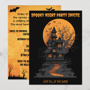 Spooky Night Haunted House Halloween Party Invitation