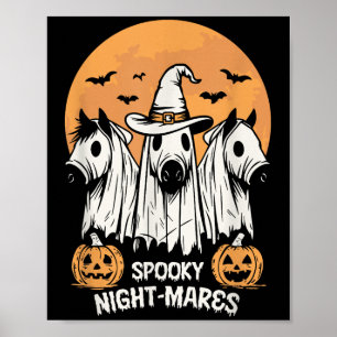 Spooky Night-mares Cute Western Ghost Horse Hallow Poster