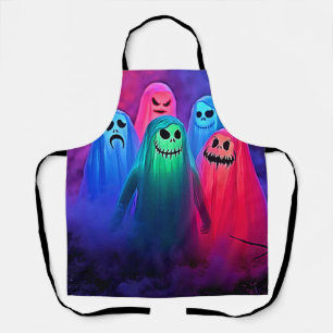 Spooky Night of Colourful Ghosts Design Apron