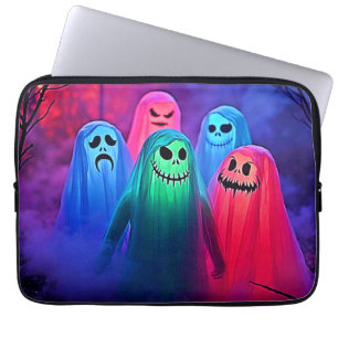 Spooky Night of Colourful Ghosts Design Laptop Sleeve