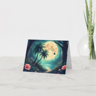 Spooky Night Over Tropical Waters - Halloween Card