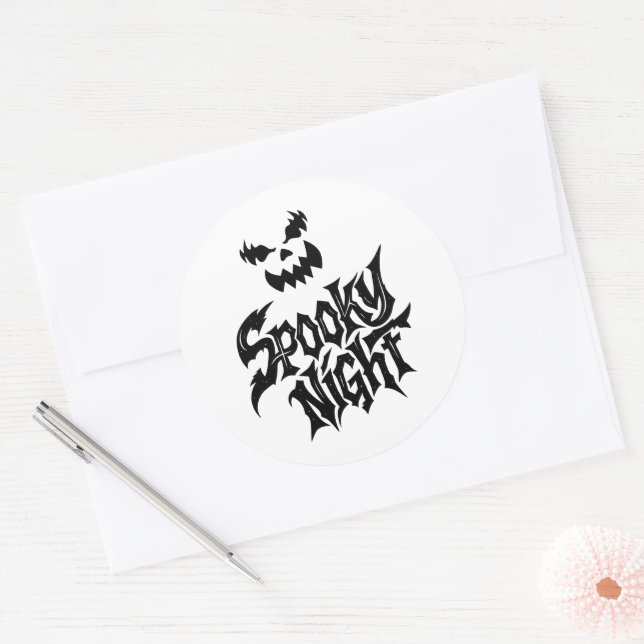 Spooky night Pumpkin face   Classic Round Sticker (Envelope)