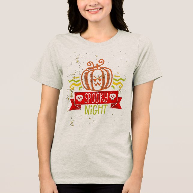spooky night Tri-Blend shirt (Front)
