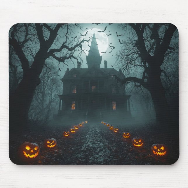 Spooky Night with Jack-o'-Lanterns Mouse Pad (Front)