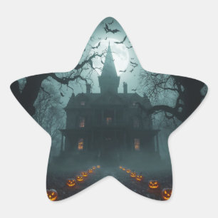 Spooky Night with Jack-o'-Lanterns Star Sticker