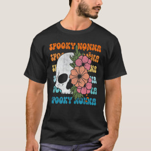 Spooky Nonna Groovy Floral Skeleton Halloween Cos T-Shirt