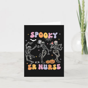 Spooky Nurse Ghost Halloween Cute Groovy Nursing H Card