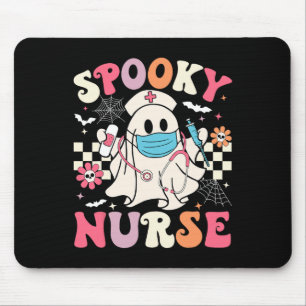 Spooky Nurse Ghost Halloween Cute Groovy Nursing H Mouse Pad