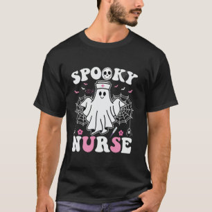 Spooky Nurse Ghost Halloween Cute Groovy Nursing H T-Shirt