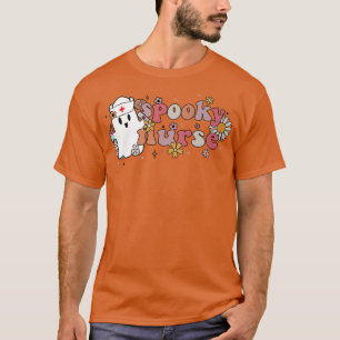 Spooky Nurse Halloween Cute Boo Nurse Costume Retr T-Shirt
