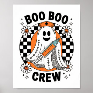 Spooky Nurse Halloween Cute Lace Ghost Boo Boo Cre Poster