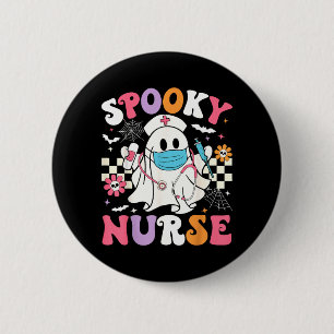 Spooky Nurse Halloween Ghost Cute Groovy Nursing 6 Cm Round Badge