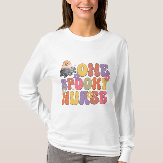 Spooky Nurse Halloween Long Sleeve T-Shirt (Front)