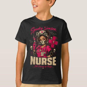 Spooky Nurse Halloween Skull Scrub Rn Nursing Gift T-Shirt