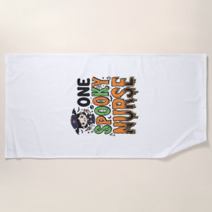 Spooky Nurse Halloween Vintage Engraving Design_1 Beach Towel