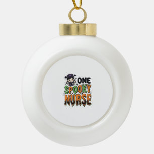 Spooky Nurse Halloween Vintage Engraving Design_1 Ceramic Ball Christmas Ornament