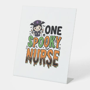Spooky Nurse Halloween Vintage Engraving Design_1 Pedestal Sign