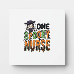 Spooky Nurse Halloween Vintage Engraving Design_1 Plaque