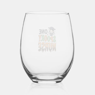 Spooky Nurse Halloween Vintage Engraving Design_1 Stemless Wine Glass