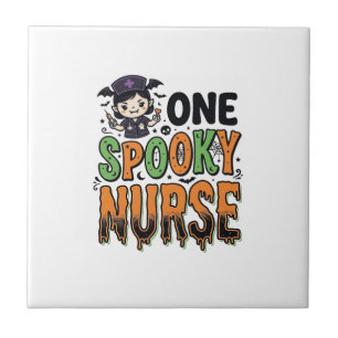 Spooky Nurse Halloween Vintage Engraving Design_1 Tile