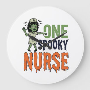 Spooky Nurse Halloween Vintage Vector Design_1 Large Clock