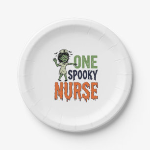 Spooky Nurse Halloween Vintage Vector Design_1 Paper Plate