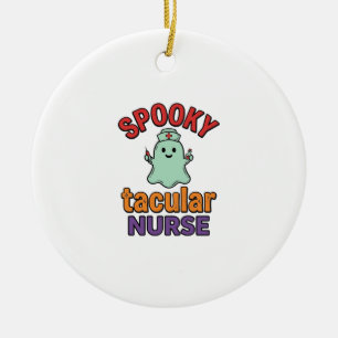 Spooky Nurse Halloween Vintage Vector Shirt Design Ceramic Tree Decoration
