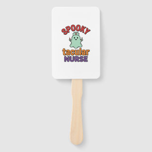 Spooky Nurse Halloween Vintage Vector Shirt Design Hand Fan