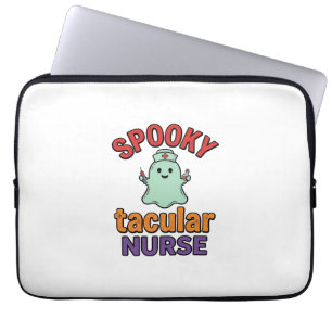 Spooky Nurse Halloween Vintage Vector Shirt Design Laptop Sleeve